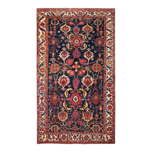 Exciting Tribal Design Blue Background Rustic Antique Persian Bakhtiari Area Rug