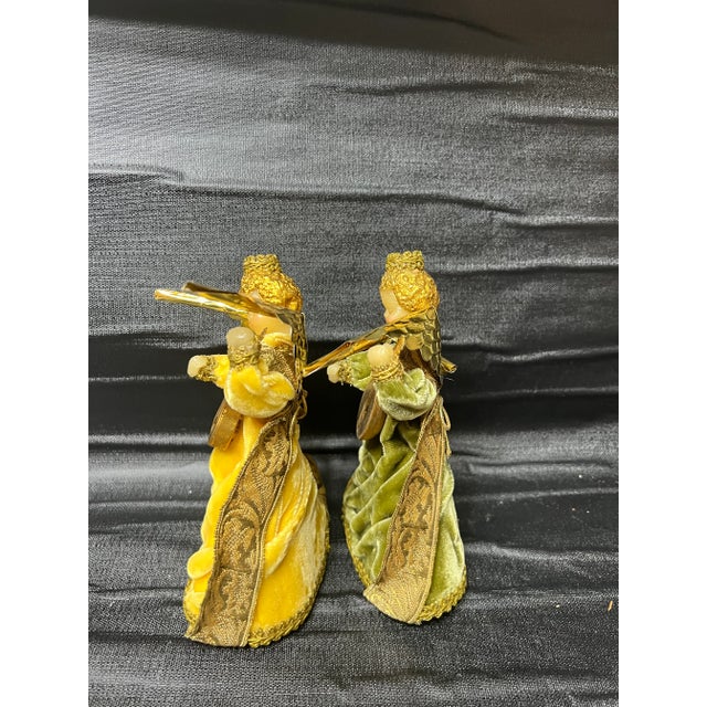 Wax Pair of Vintage 1950s Koestel Wax Angel Christmas Tree Topper, W Germany For Sale - Image 7 of 12