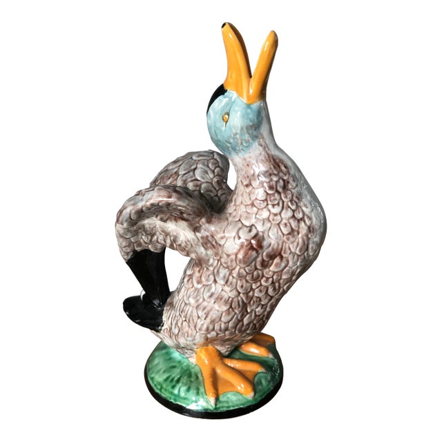 Vintage Bordallo Pinheiro Large Mallard Duck Ewer For Sale