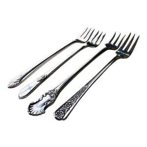 Vintage Mismatched Silver Plated Ornate Oyster, Cocktail Forks- Set of 4