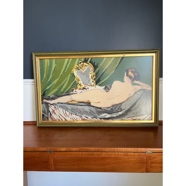 Beautiful needlepoint nude. After Rokebay Venus. From an estate out of Miami, Fl.