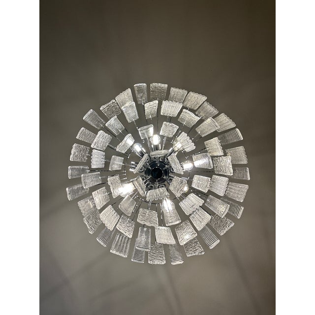 Contemporary DIAMOND striped “LISTELLI ” Murano glass FLUSH MOUNT. Scenographic chandelier with rectangular strips...