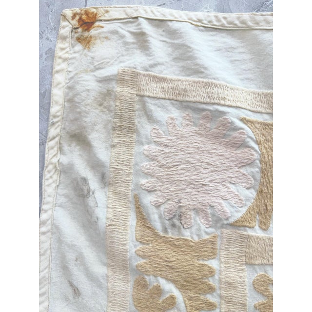 Handmade Bukhara Suzani Textile Wall Art - 4'2'' X 4'7'' For Sale - Image 4 of 9