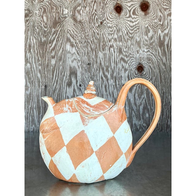 Vintage Postmodern Studio Pottery Teapot For Sale - Image 4 of 12
