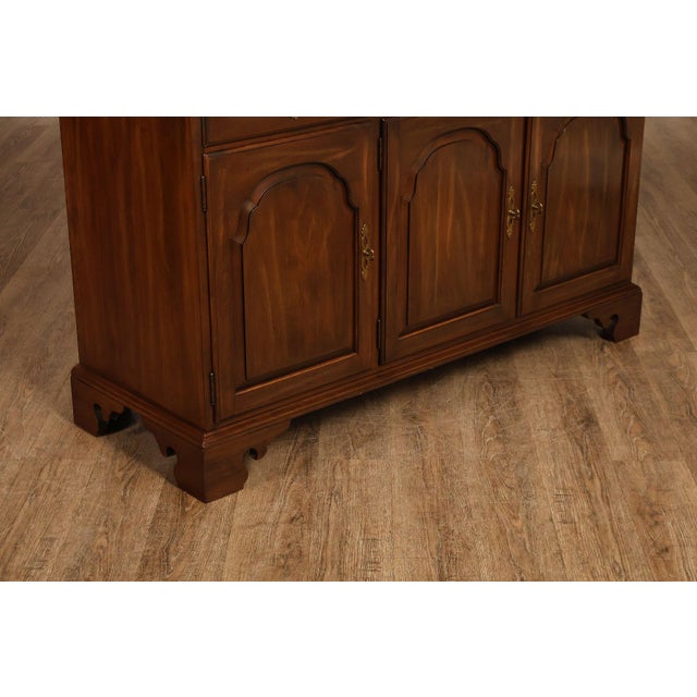 Ethan Allen Georgian Court Style Cherry Step Back Hutch China Cabinet For Sale - Image 14 of 18