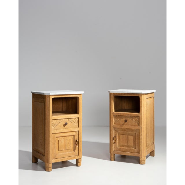 1920s Oak Art Deco Side Table With Marble Top For Sale - Image 13 of 18