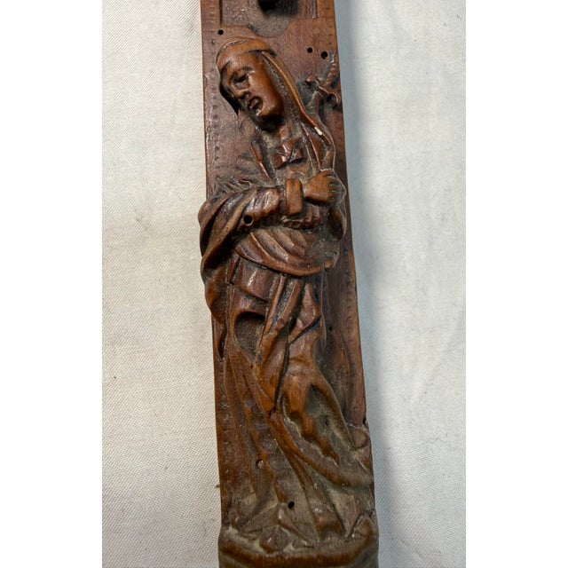 Antique 1700's Hand Carved Wood Religious Jesus Christ Crucified Cross Sculpture For Sale - Image 12 of 14