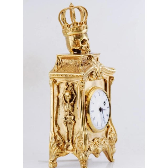 An extraordinary, museum-quality masterpiece of French horology: a meticulously crafted Memento Mori verge fusee desk...