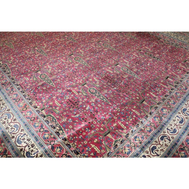 Red Vintage Indian Larestan Plum Rug rug no.10839 For Sale - Image 8 of 15