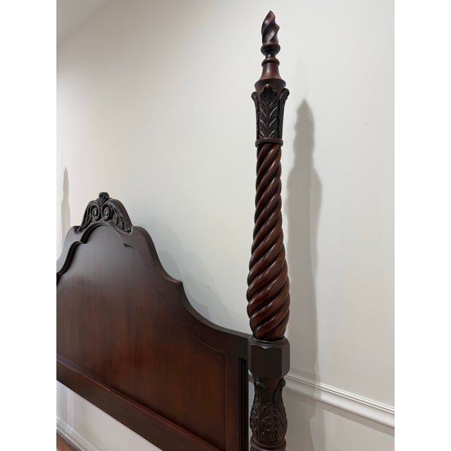 1990s Thomasville King Size Mahogany Cherry Four Poster Bed For Sale - Image 5 of 12