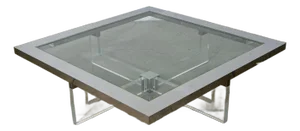1960s Mid Century Modern Coffee Table Square Large Chrome Glass Sandro Petti Lucite