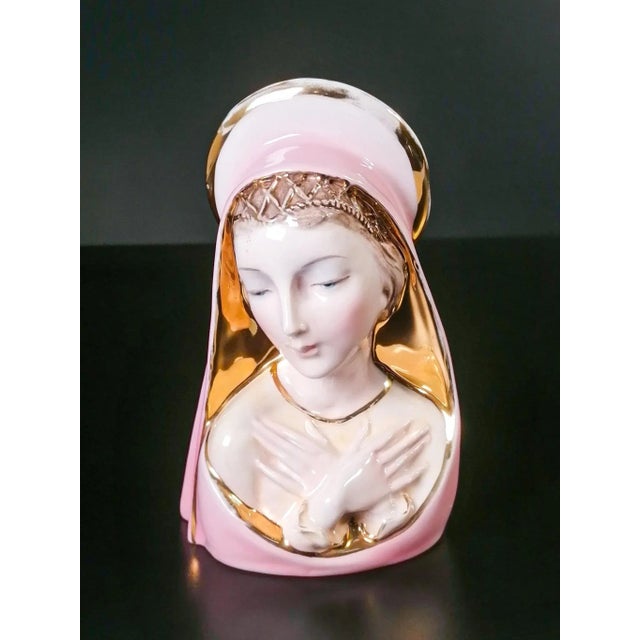 Pink Ceramic Madonna Sculpture by E. Fontanini For Sale - Image 8 of 8
