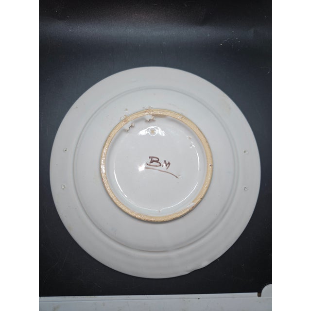 French Provincial Vintage French Provincial Faience Plate, Signed "Bm For Sale - Image 3 of 3