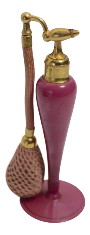 Dusky Rose Pink Art Deco Perfume Atomizer by De Vilbiss