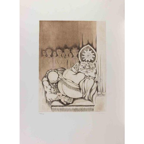 Giuseppe Migneco, The Pope, 1980s, Etching For Sale
