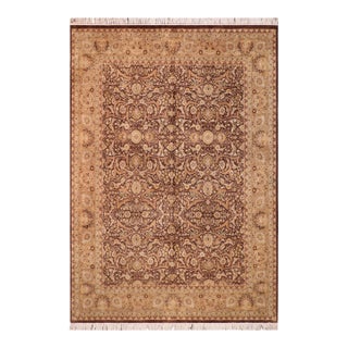 Shabby Chic 1990's Floral Pak-Persian Brown/Tan Wool Rug - 7'11'' X 10'6'' For Sale