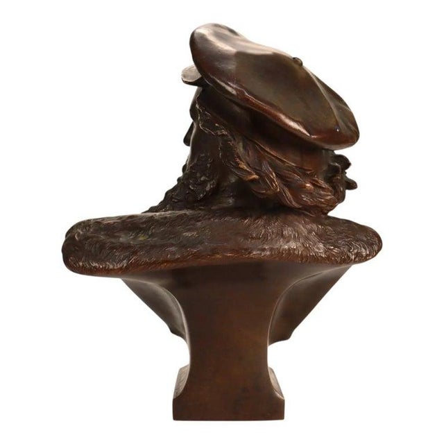 German Otto Gradler Patina Bronze Sculpture of Rembrandt, Signed, C1881 For Sale - Image 10 of 11