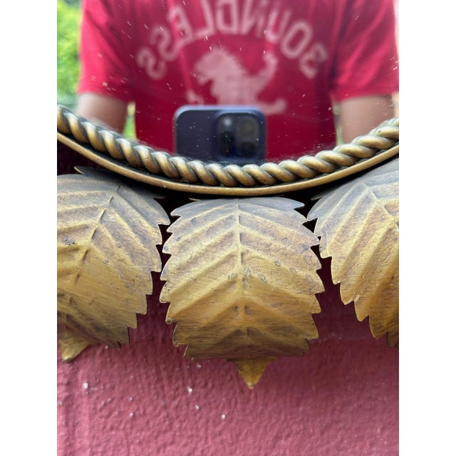 1950s Large Oval Spanish 1950's Gilt Metal Sunburst Mirror For Sale - Image 5 of 12