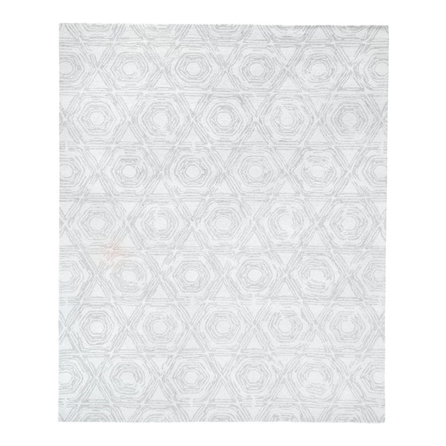 Exquisite Rugs Melbourne Hand Loom Wool & Cotton Silver - 8'x10' For Sale