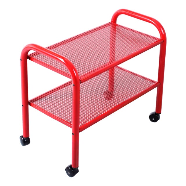 Postmodern Red Metal Trolley by Habitat, 1980s For Sale