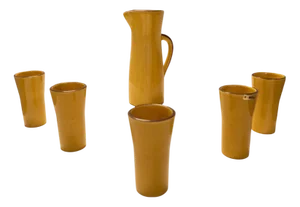 French Faience Carafe Set, 1970s, Set of 6