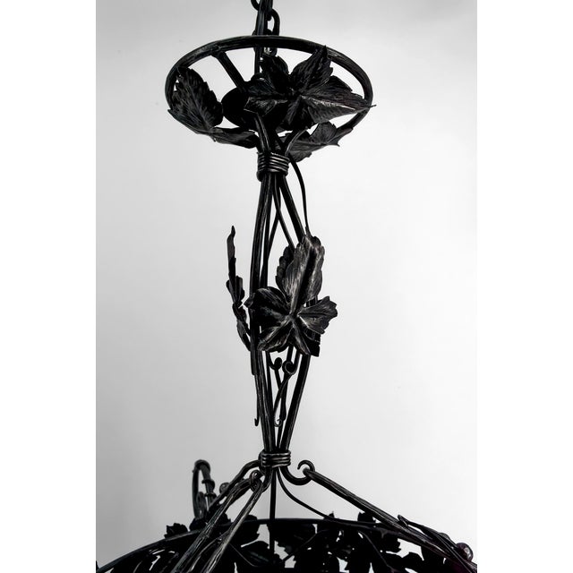 Art Deco Chandelier in Wrought Iron and Blown Glass from Muller Frères Lunéville, France, 1920s For Sale - Image 16 of 18