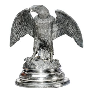 Patriotic American Bald Eagle Antique Victorian Sculpture Statue Desk Inkwell For Sale