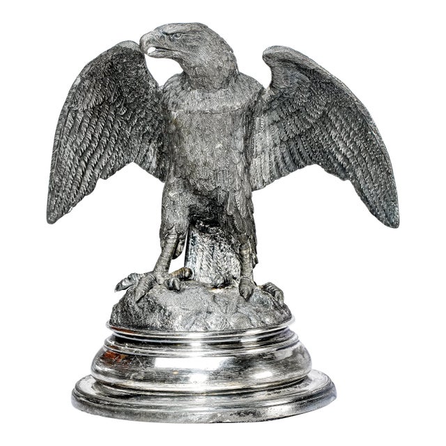 Patriotic American Bald Eagle Antique Victorian Sculpture Statue Desk Inkwell For Sale