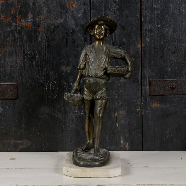 20th Century Bronze Metal Sculpture of a Young Fisherman For Sale - Image 10 of 11