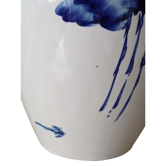 Modern Blue and White Brushstroke Porcelain Vase For Sale - Image 12 of 12