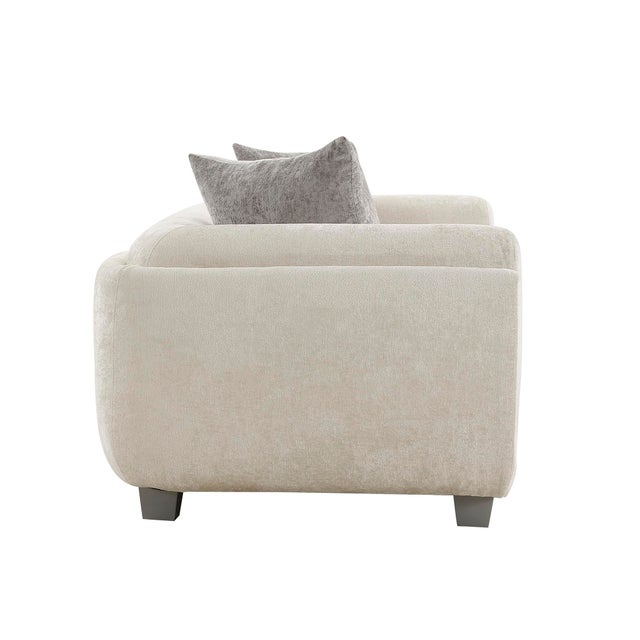 Pasargad Home Bergamo Upholstered Loveseat With 2 Pillows, Ivory For Sale - Image 4 of 8