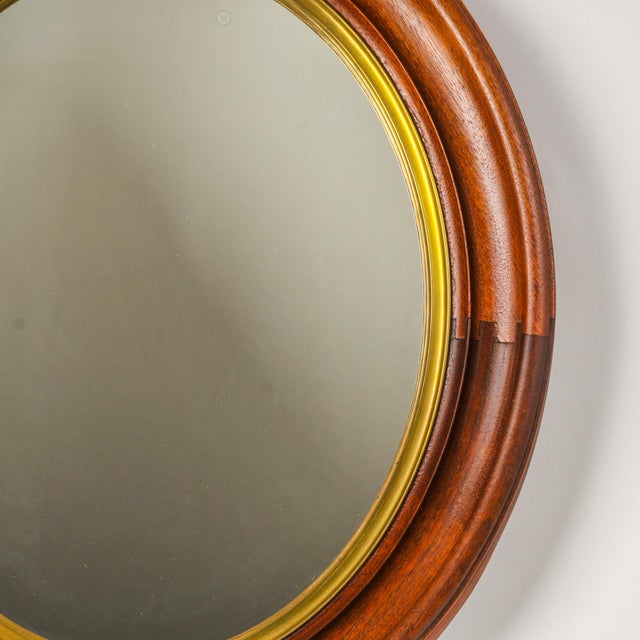 Victorian Large Antique Deep Wood Framed Oval Mirror With Gold Accent For Sale - Image 3 of 17