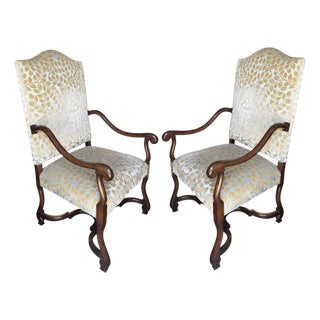 Pair of Michael Taylor Scalamandre Cut Velvet Upholstered Armchairs For Sale