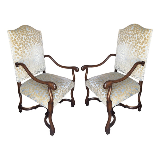 Pair of Michael Taylor Scalamandre Cut Velvet Upholstered Armchairs For Sale