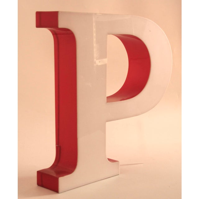 Large Mid-Century Modern Illuminated Letter P, 1970s For Sale - Image 4 of 9