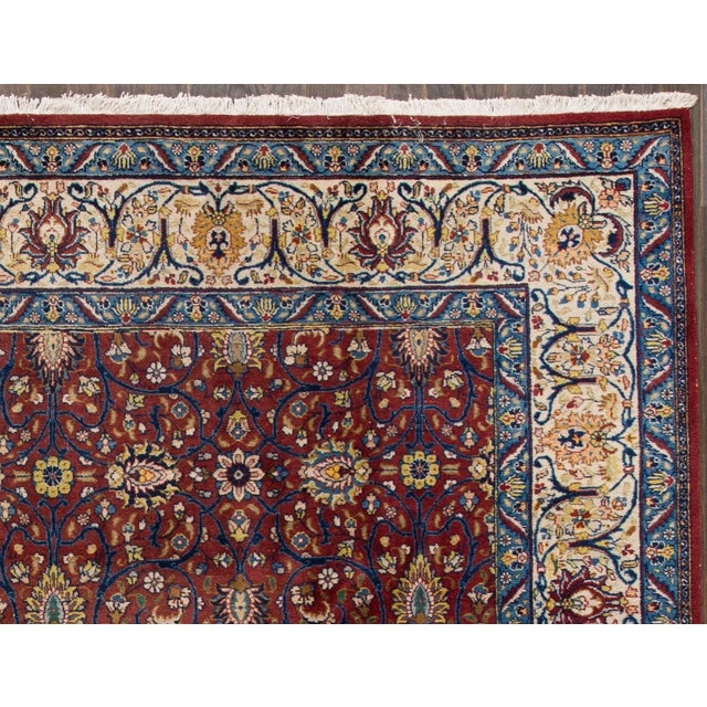 Persian Vintage Persian Tabriz Handmade Red Floral Wool Rug For Sale - Image 3 of 5