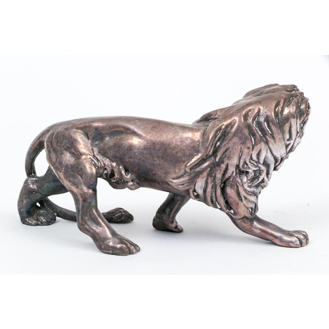 Mid-Century Modern Vintage Israeli Sterling Silver Clad Lion Figurine For Sale - Image 3 of 7