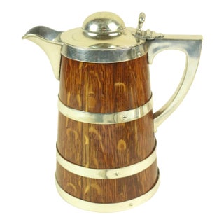 Late 19th Century English Oak and Silver Ale Jug For Sale