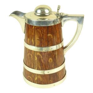 Late 19th Century English Oak and Silver Ale Jug