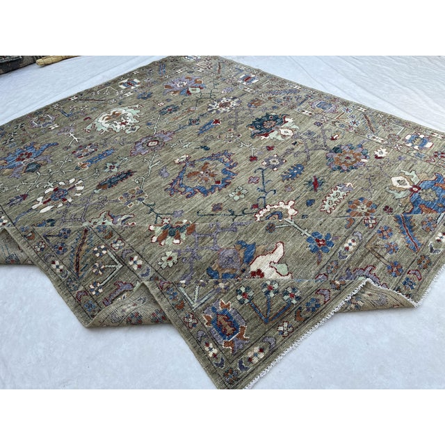 2005 Oushak Rug, Sage Green and Blue For Sale - Image 10 of 10