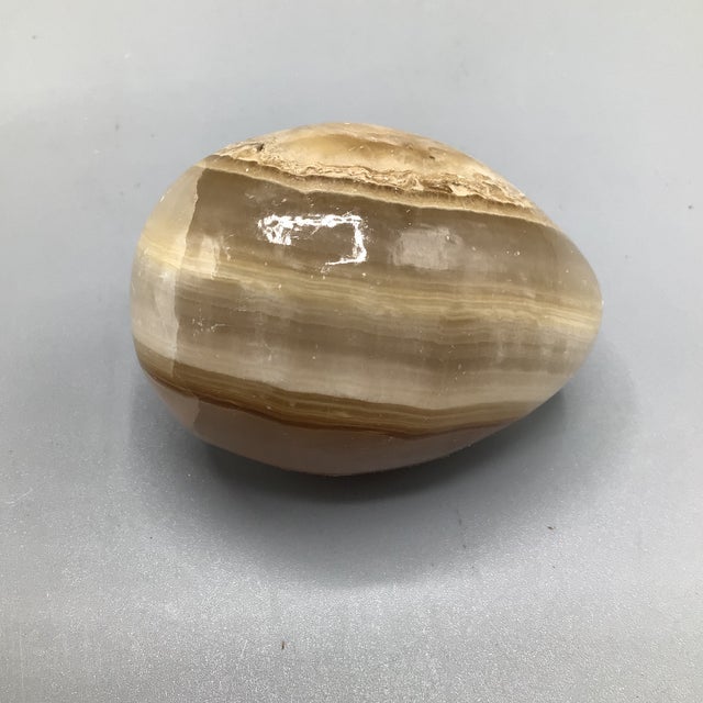 Mexico Matrix Fire Opal, Jasper and Butterscotch Onyx Eggs-Set of 3 For Sale In Sacramento - Image 6 of 12