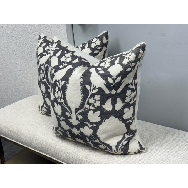 Design Plus Gallery presents a pair of Chenonceau Botanical Bird Decorative Pillows from Schumacher. The pillows showcase...