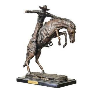 Wooly Chaps Bronze Sculpture on Marble Base, after Frederic Remington For Sale