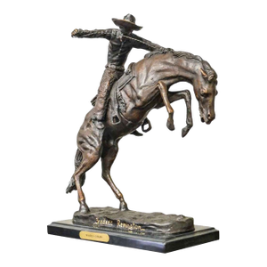 Wooly Chaps Bronze Sculpture on Marble Base, after Frederic Remington