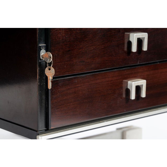 Postmodern Italian Rosewood and Metal Writing Desk by Abbondinterni, 1970s For Sale - Image 10 of 18