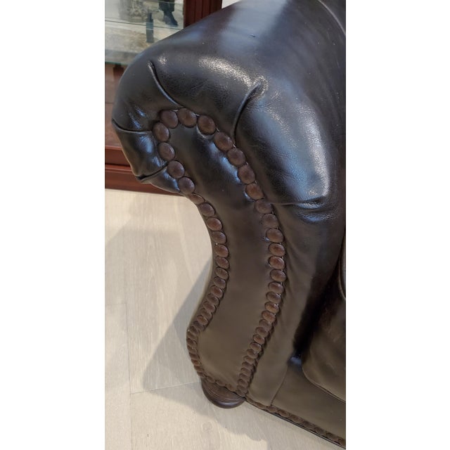 Traditional Oversized Club Furniture "Devonshire" Low-Profile Chocolate Leather Lounge Chair For Sale - Image 3 of 7