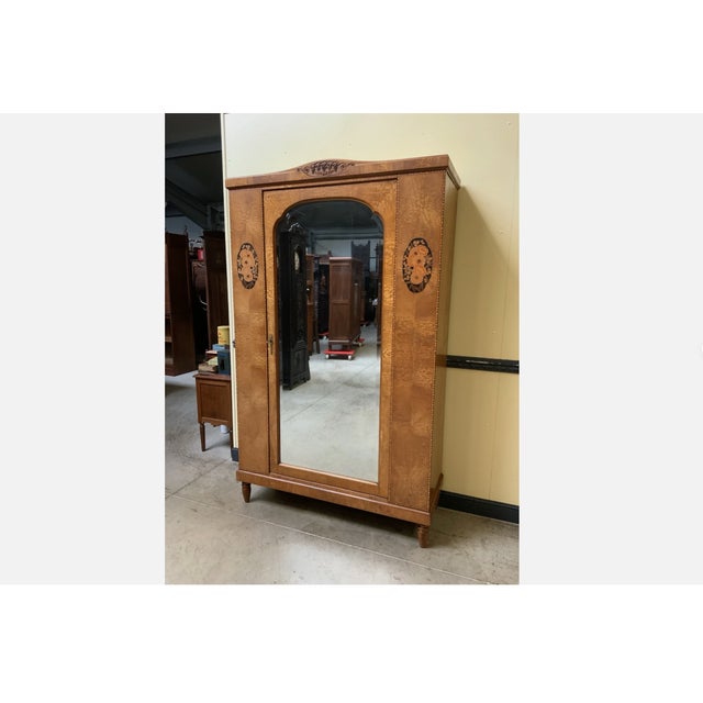 Antique Wardrobe with Mirror, 1910 For Sale - Image 9 of 12