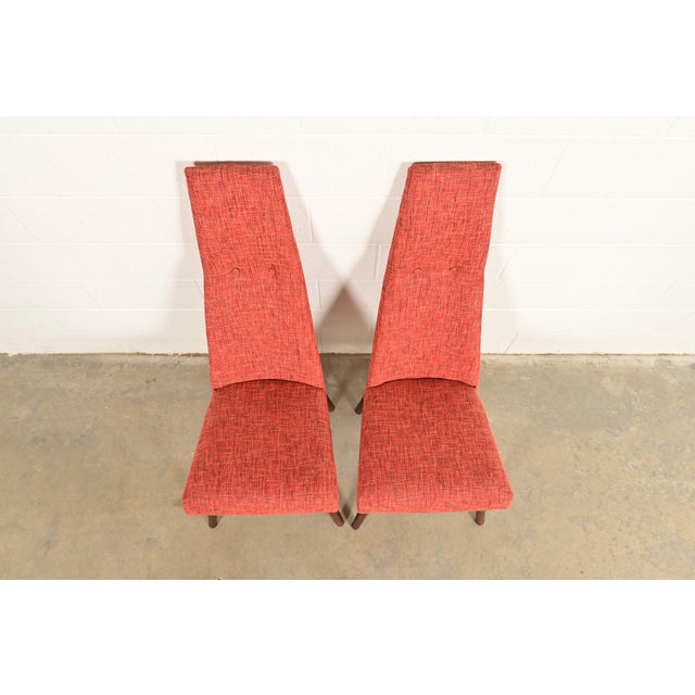 1960s Adrian Pearsall for Craft Associates Mid-Century Modern High Back Side Chairs or Lounge Chairs, Pair For Sale - Image 5 of 8
