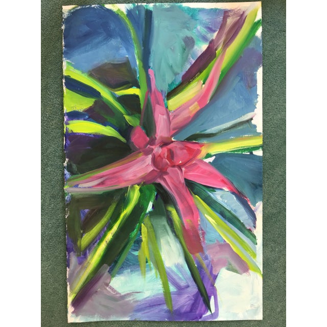 This is the third of the jungle series. This original oil painting is vibrant colors of a succulent plant on antique...