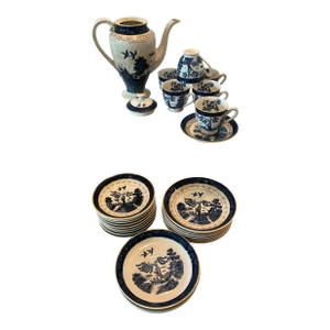Vintage Nikko Blue Willow Ironstone Tea Set- 27 Pieces